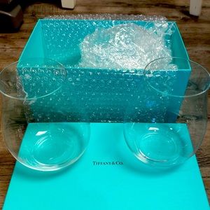 Tiffany’s Stemless Crystal Wine Glasses. Set of 2. BRAND NEW IN BOX. Never used.